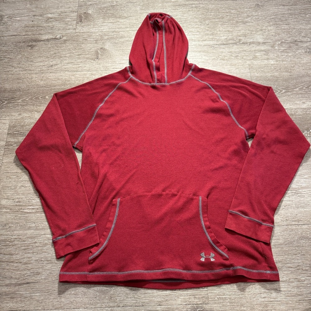 Under Armour Hoodie Adult XL Red Thermal‎ Pullover Sweater Sweatshirt Stretch